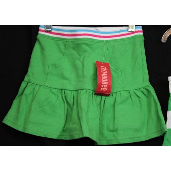 2008 Gymboree Tennis Match Outfit sz 5 NWT Tank Top Skort Green Striped Flower - Picture 2 of 8